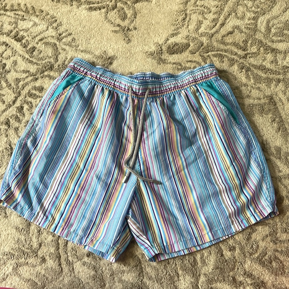 Bugatchi Blue and Yellow Swim Trunks size large